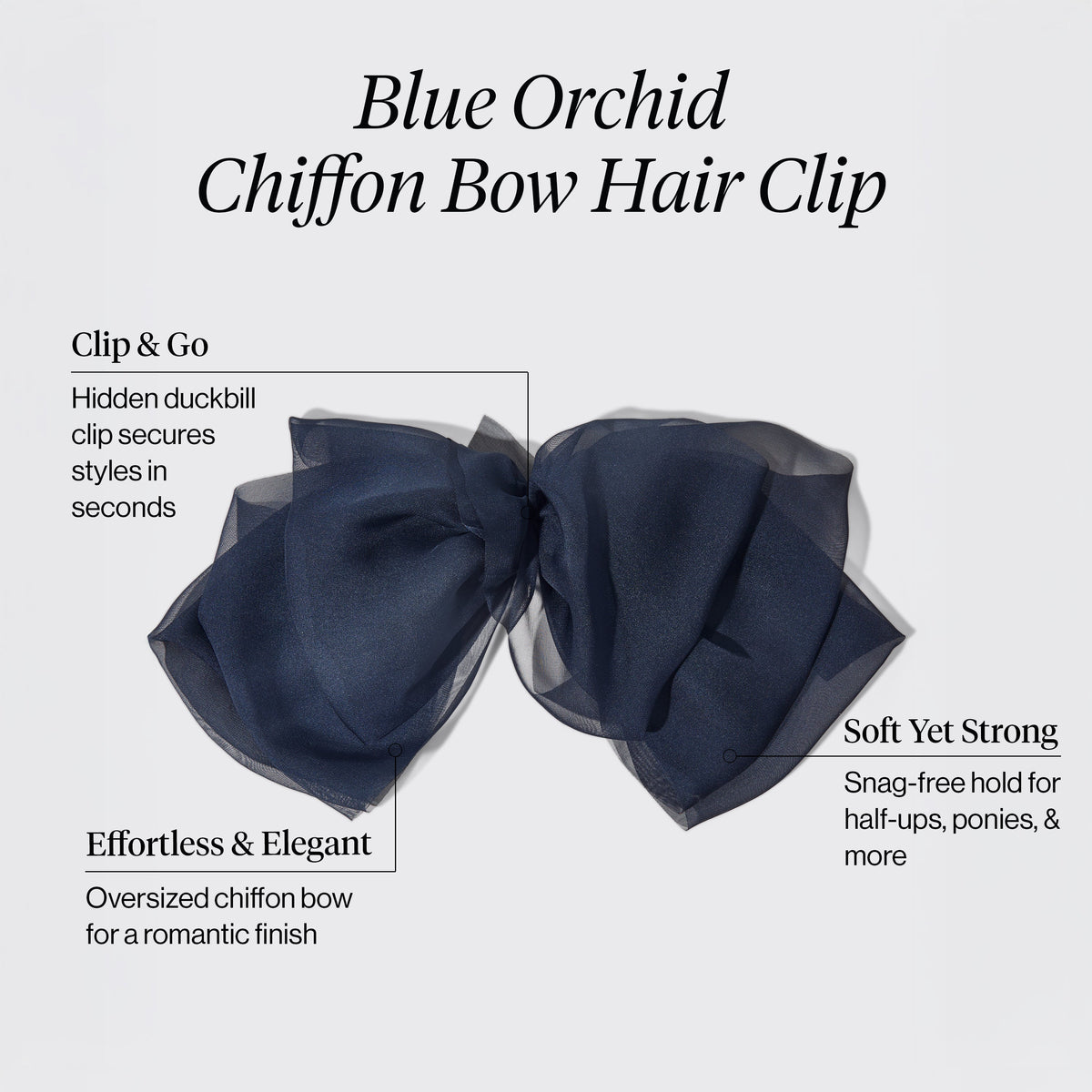 Blue Orchid Chiffon Bow Hair Clip