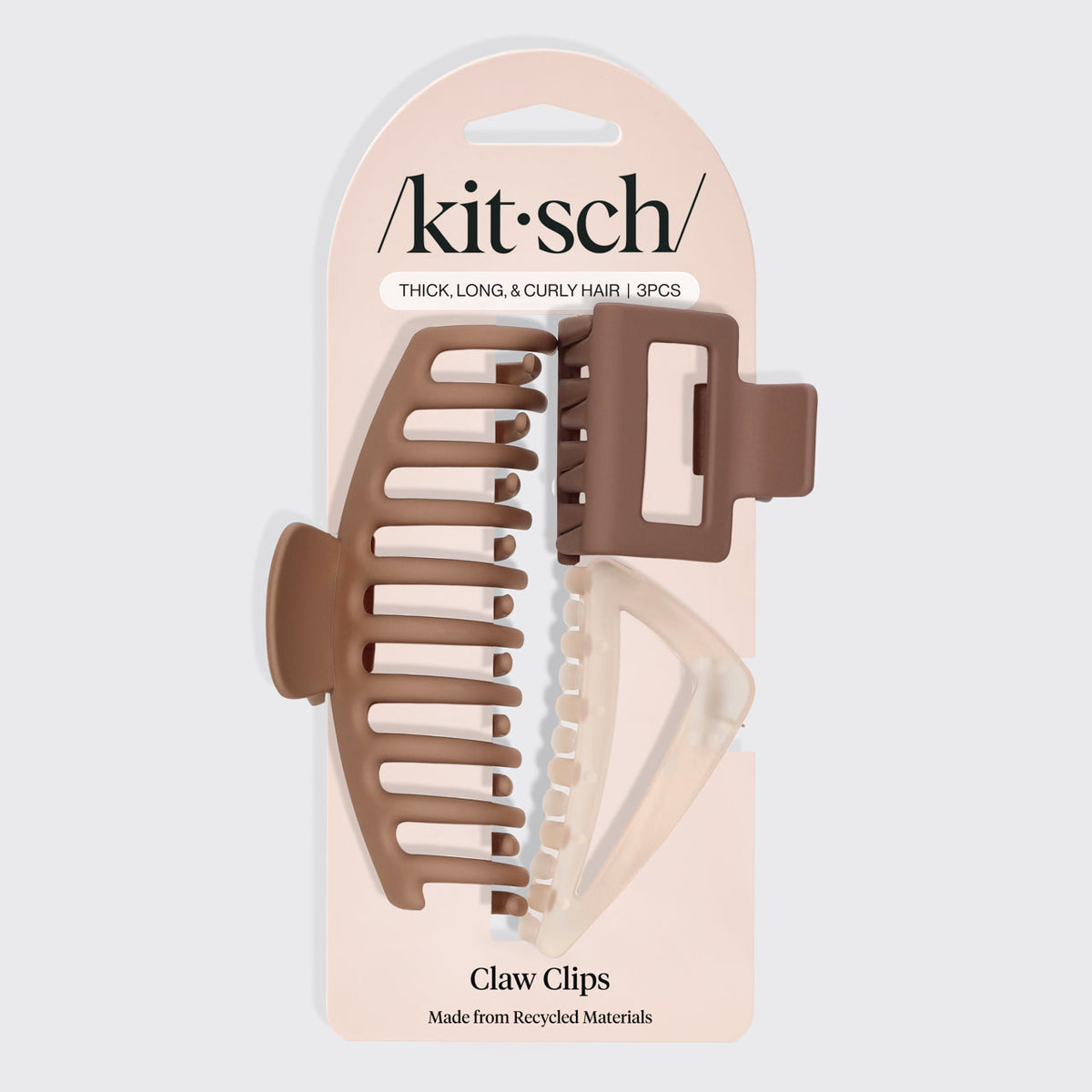 Recycled Plastic Assorted Claw Clip 3pc - Oversized Claw Clip