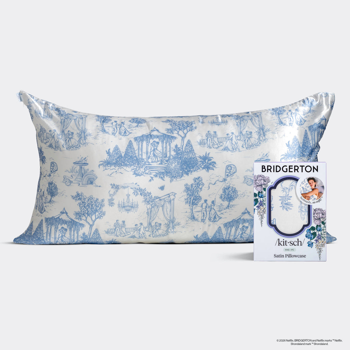 Bridgerton x Kitsch Satin Pillowcase in Garden Toile - King