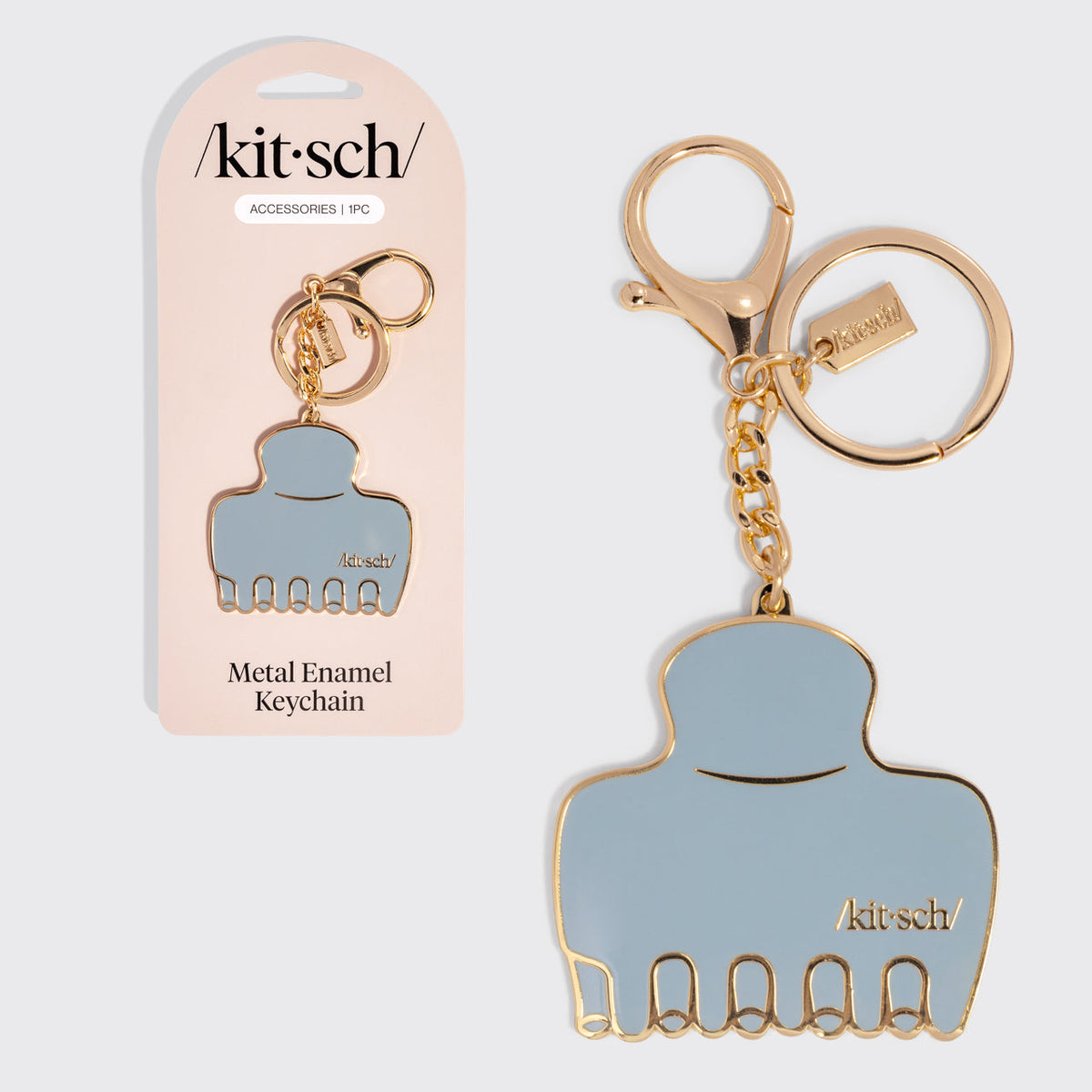 Haze Blue Cloud Clip Metal Enamel Keychain