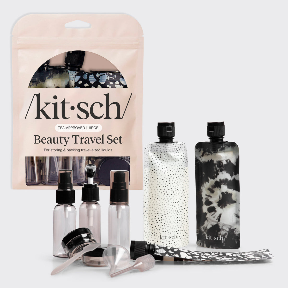 Black & Ivory Travel Bottles for Toiletries 11pc Set