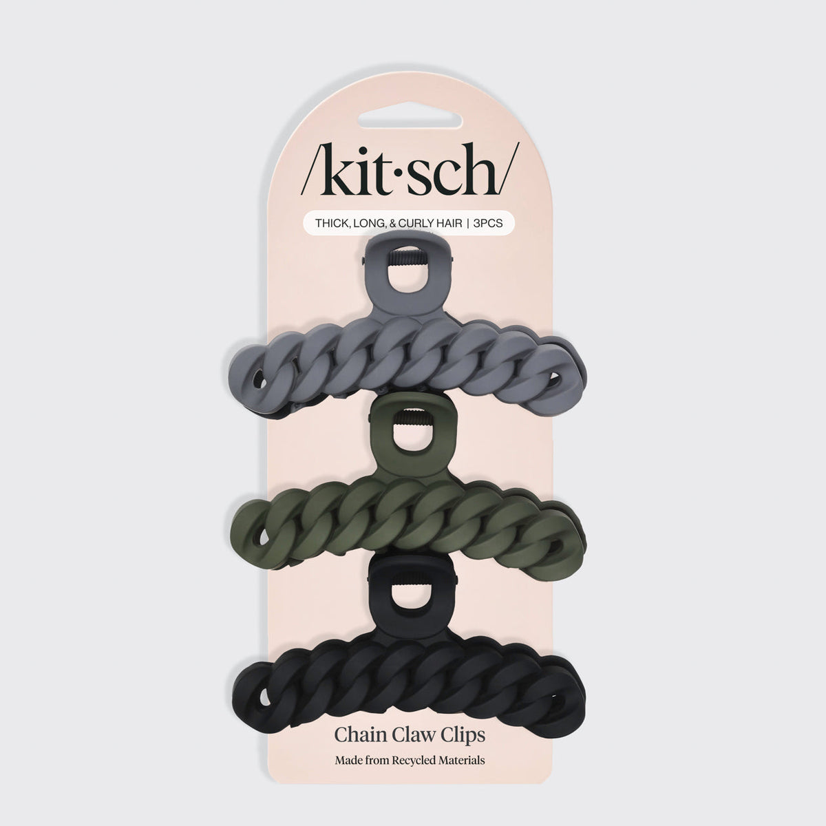 Black & Moss Chain Claw Clips 3pc Set