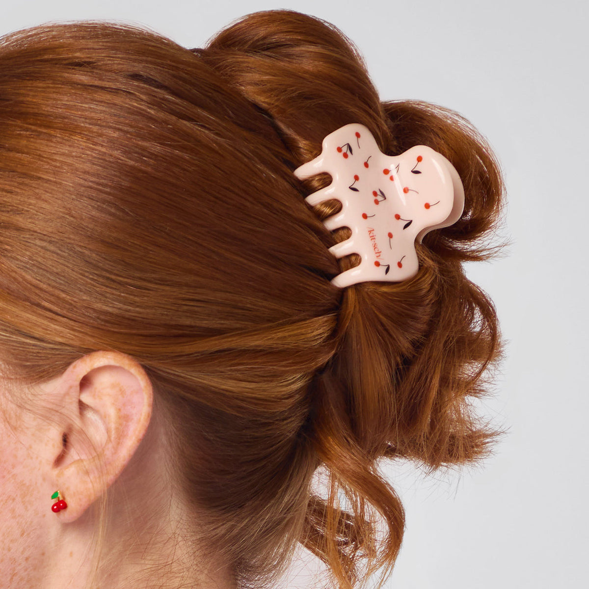 Cherry Print Cloud Claw Clip - Medium
