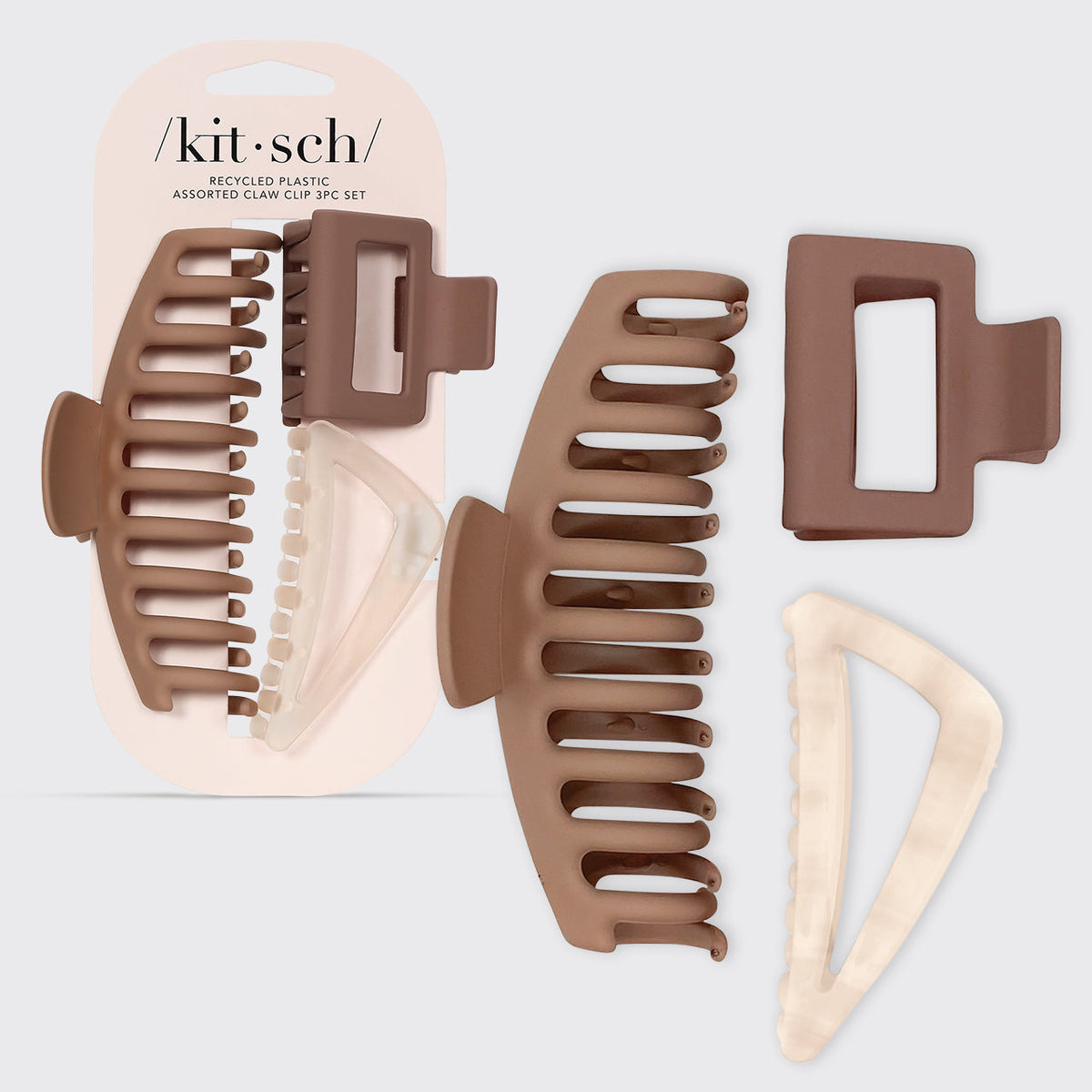 Recycled Plastic Assorted Claw Clip 3pc - Oversized Claw Clip