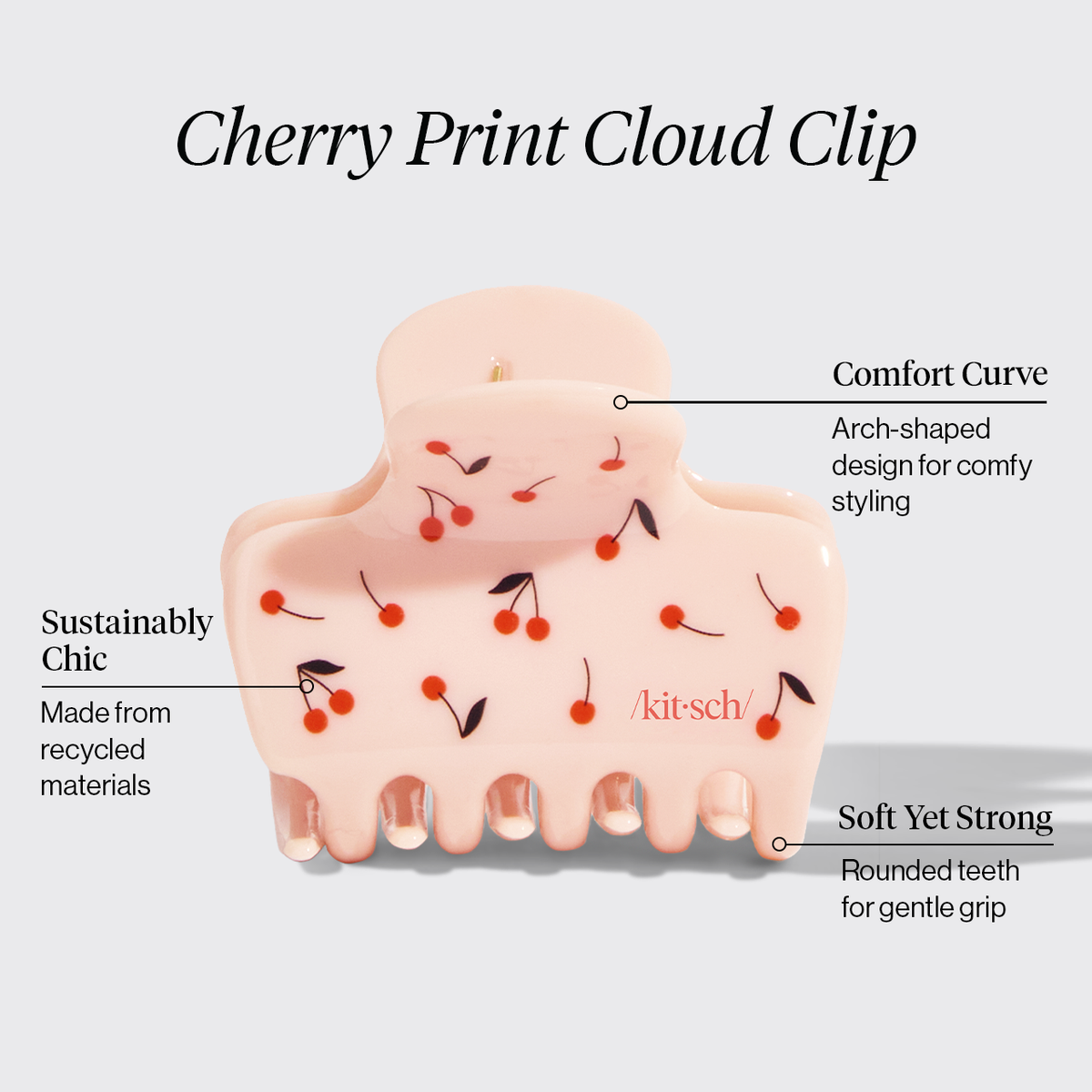 Cherry Print Cloud Claw Clip - Medium