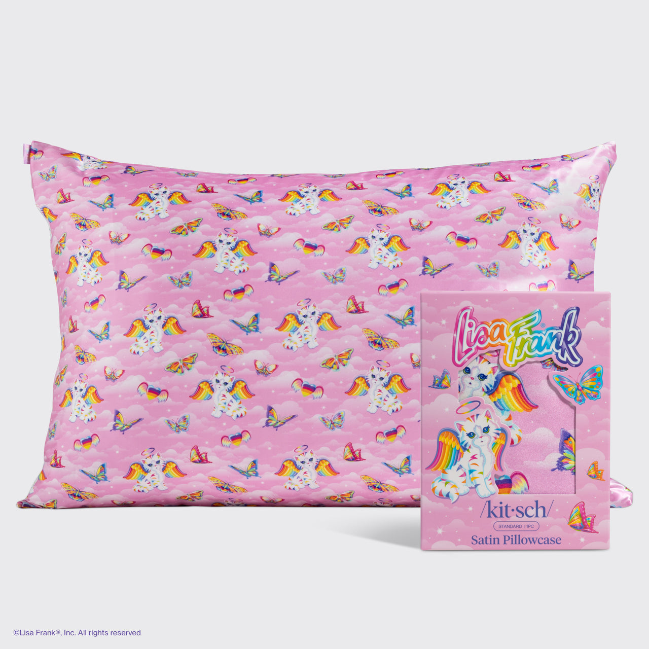 Lisa Frank x Kitsch Satin Pillowcase in Angel Kitty™ 2 Pack