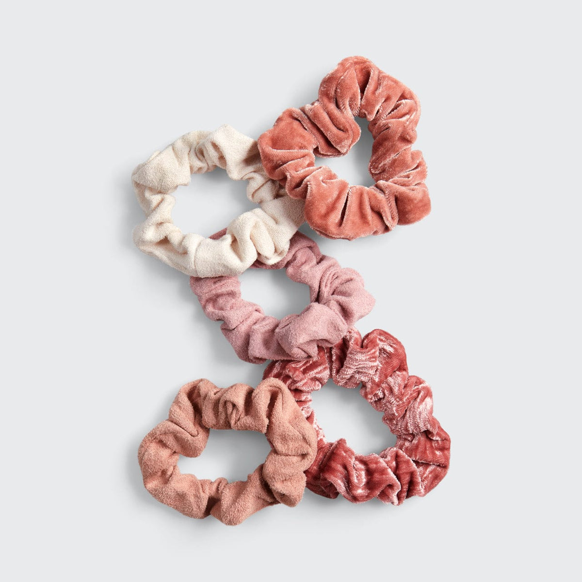 Blush & Mauve Velvet Scrunchies 5pc Set