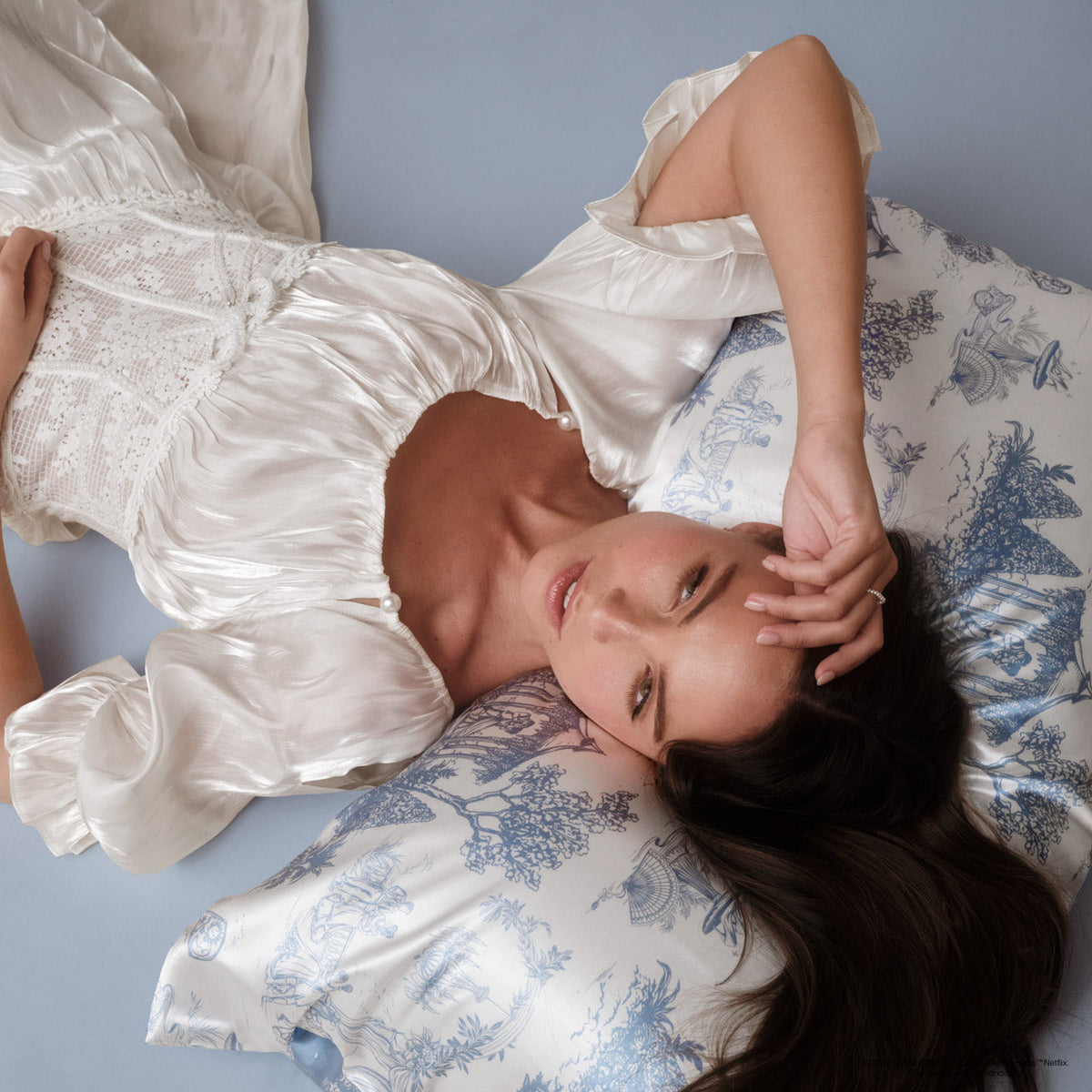 Bridgerton x Kitsch Satin Pillowcase in Garden Toile