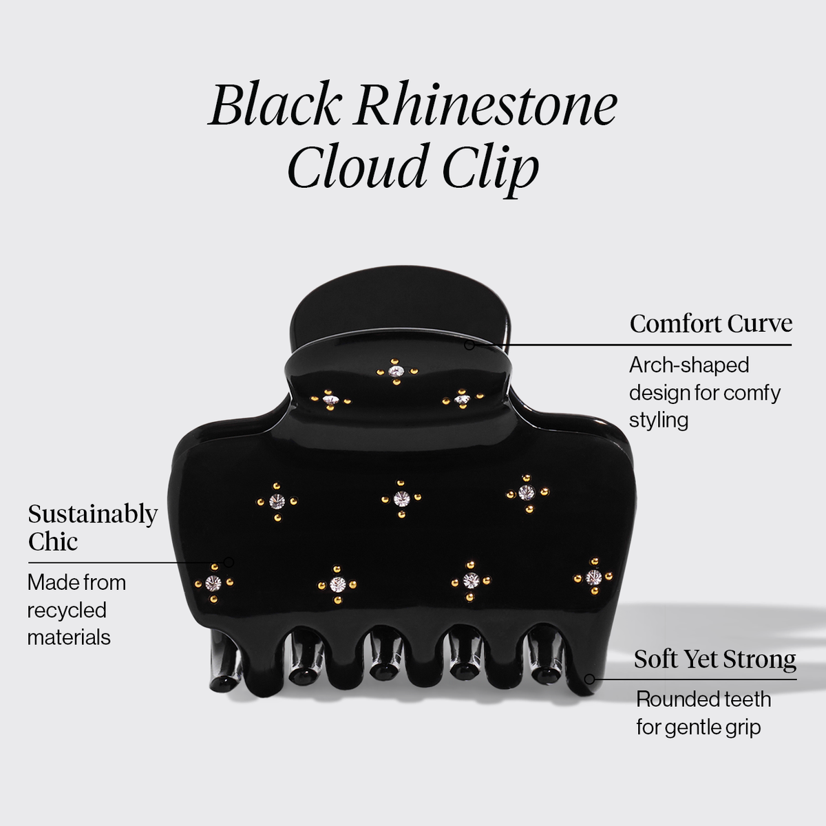 Black Rhinestone Cloud Claw Clip