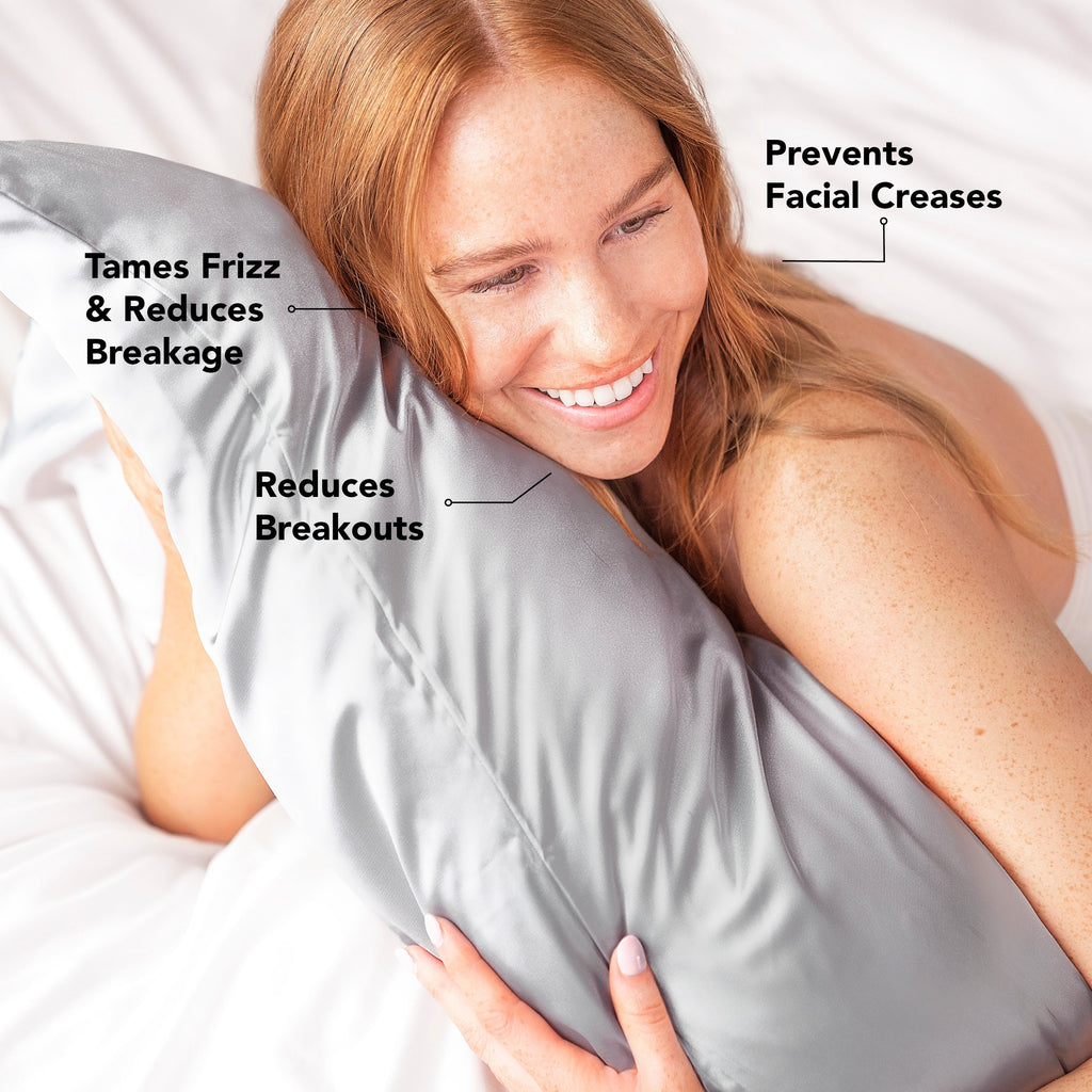 Satin Pillowcase in Silver 2 Pack